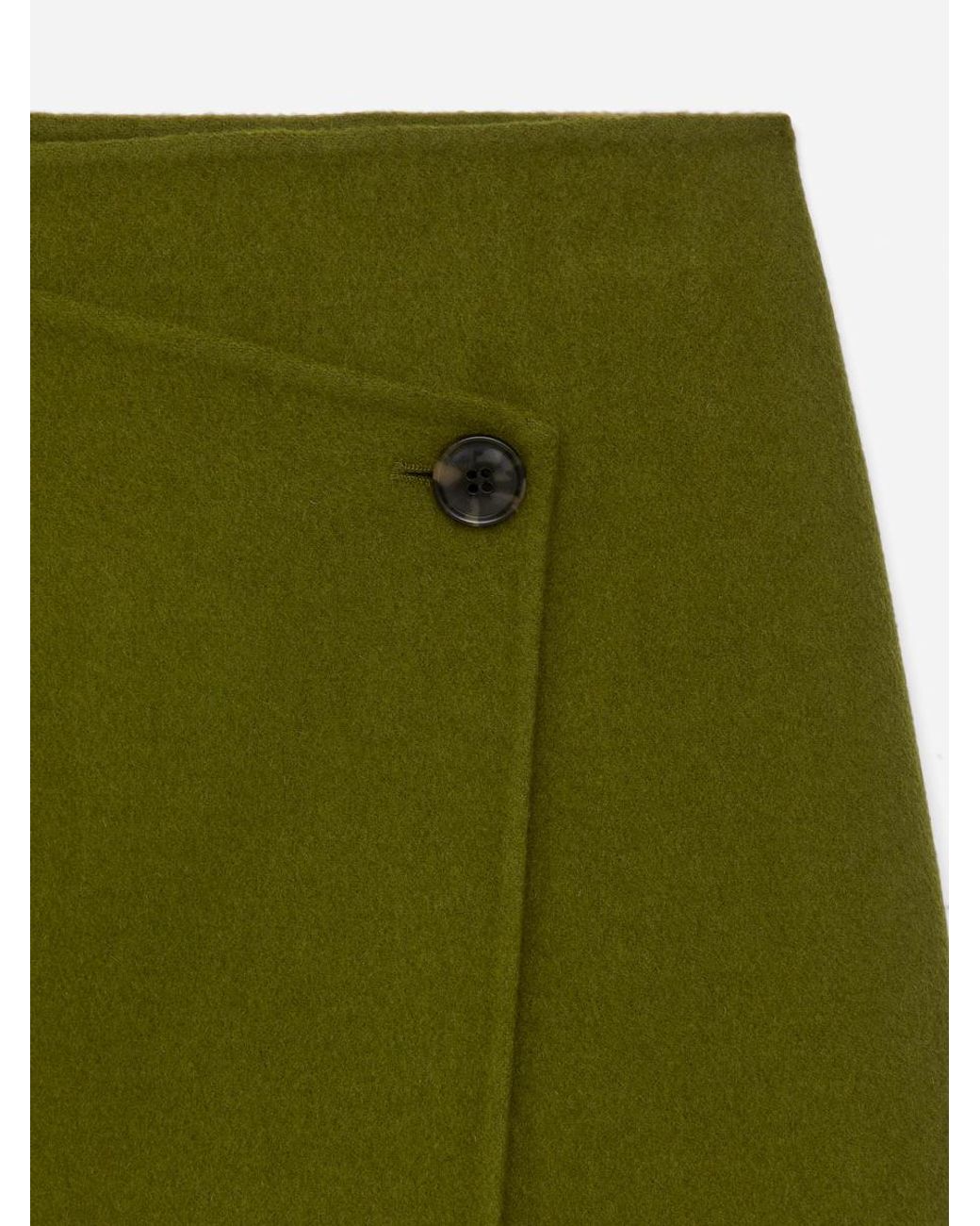 ARKET Green Doublé Wool-Blend Skirt