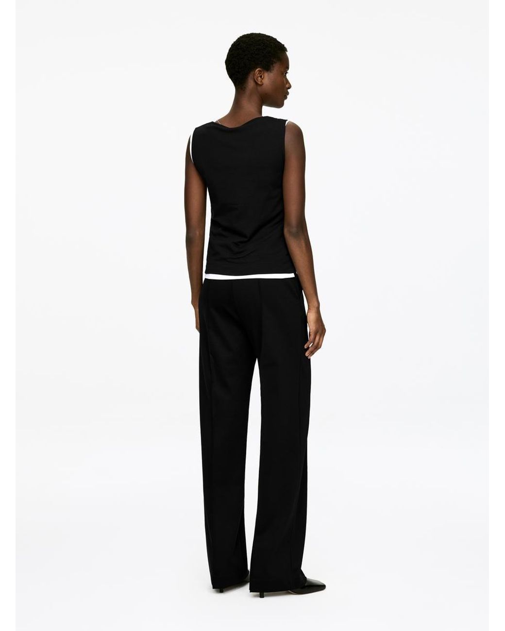 ARKET Black Pintuck Trousers