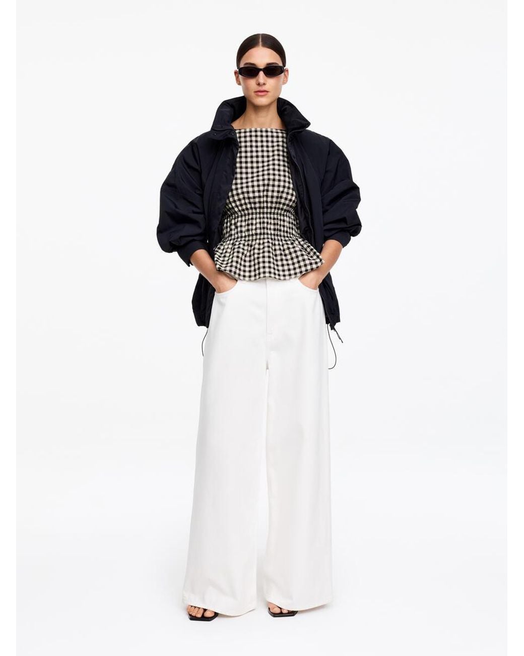 ARKET White Seersucker Smock Top