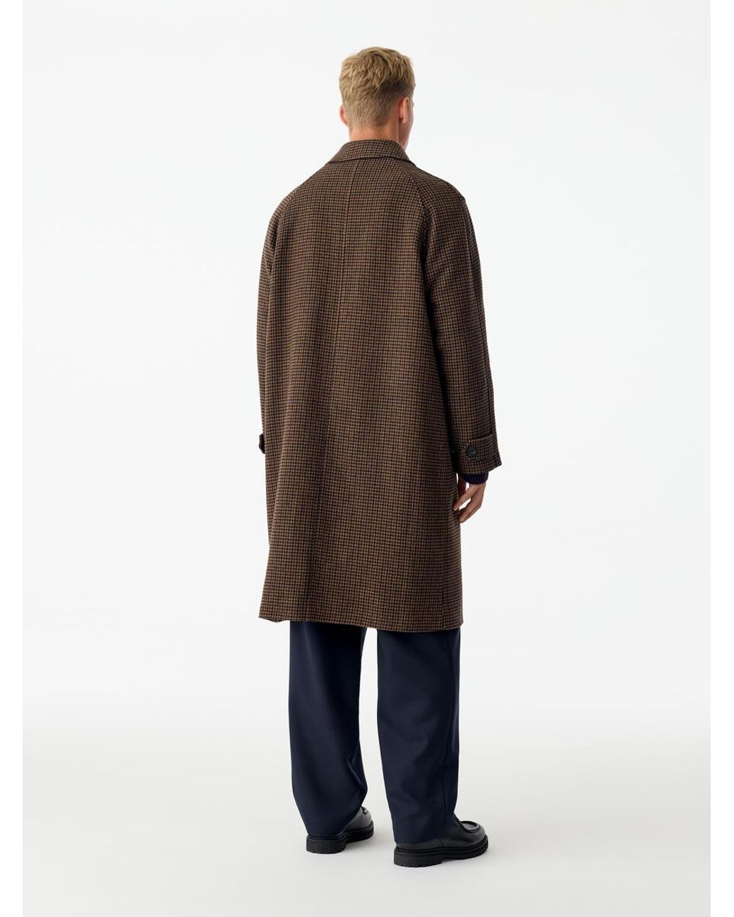 ARKET Blue Checkered Melton Coat for men