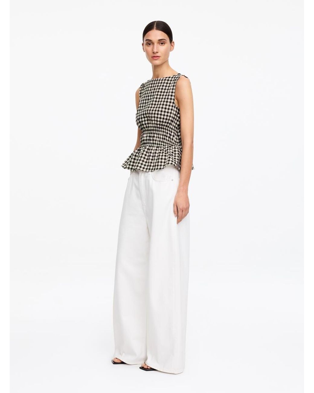 ARKET White Seersucker Smock Top