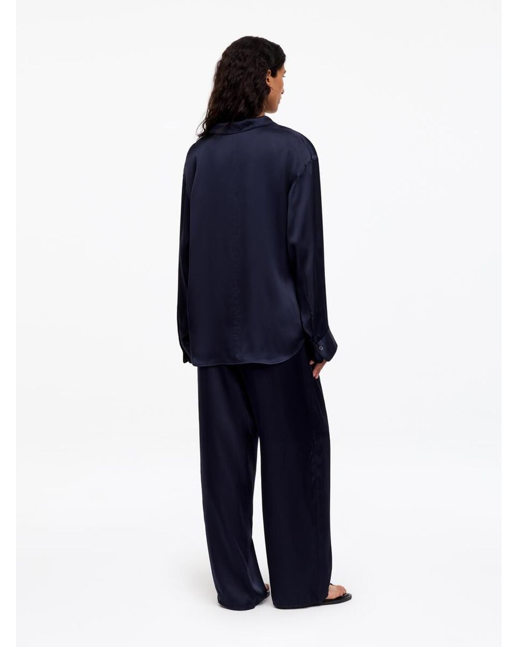 ARKET Blue Silk Satin Shirt
