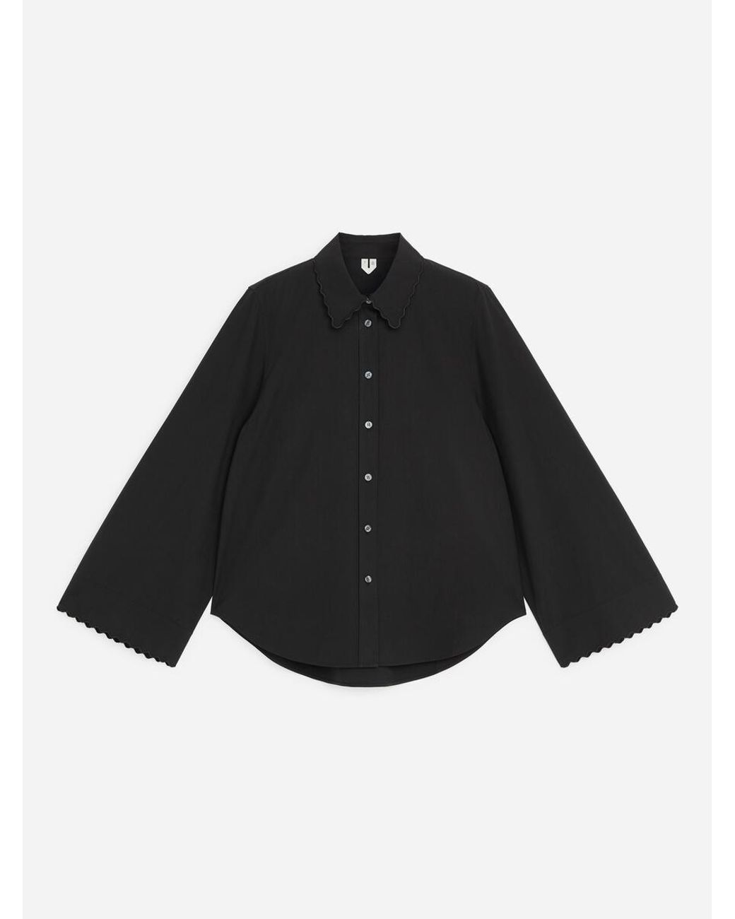 ARKET Black Scallop-Detail Shirt