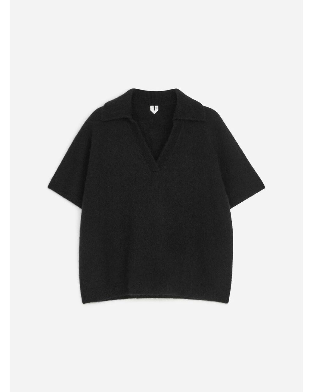 ARKET Black Knitted Polo Jumper