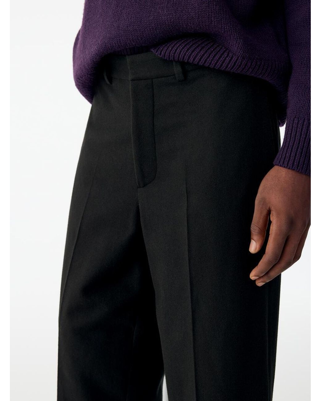 ARKET Blue Wide Flannel Trousers for men