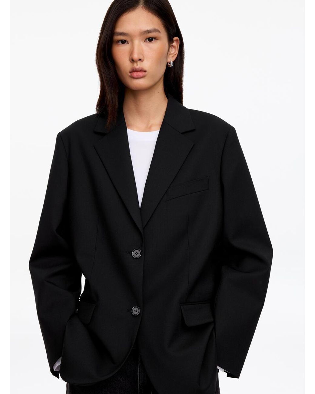 ARKET Black Wool-Blend Relaxed Blazer