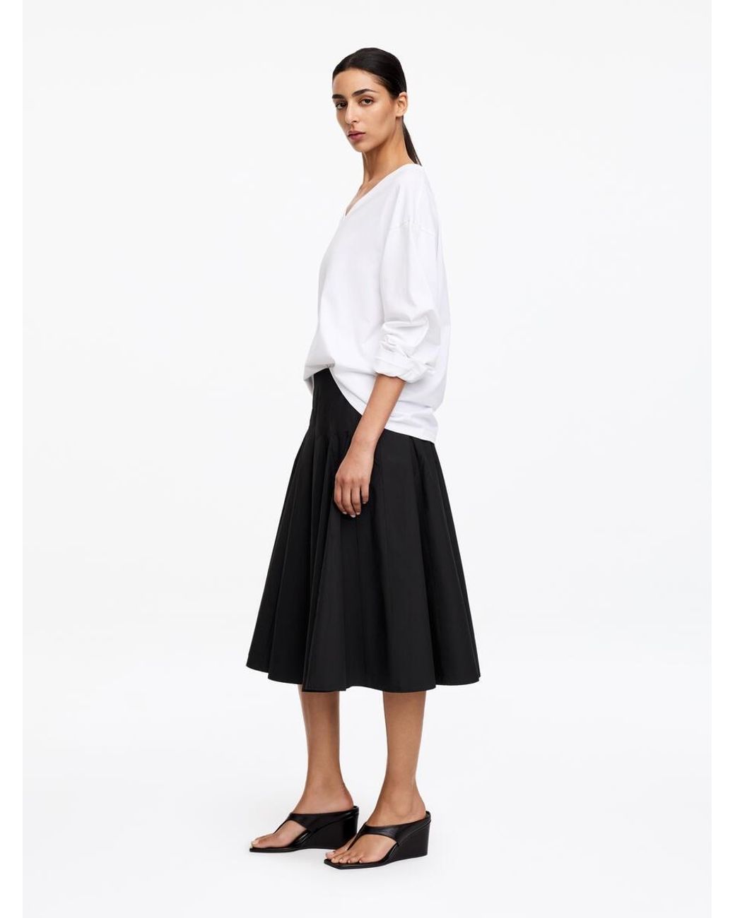ARKET White Cotton Midi Skirt