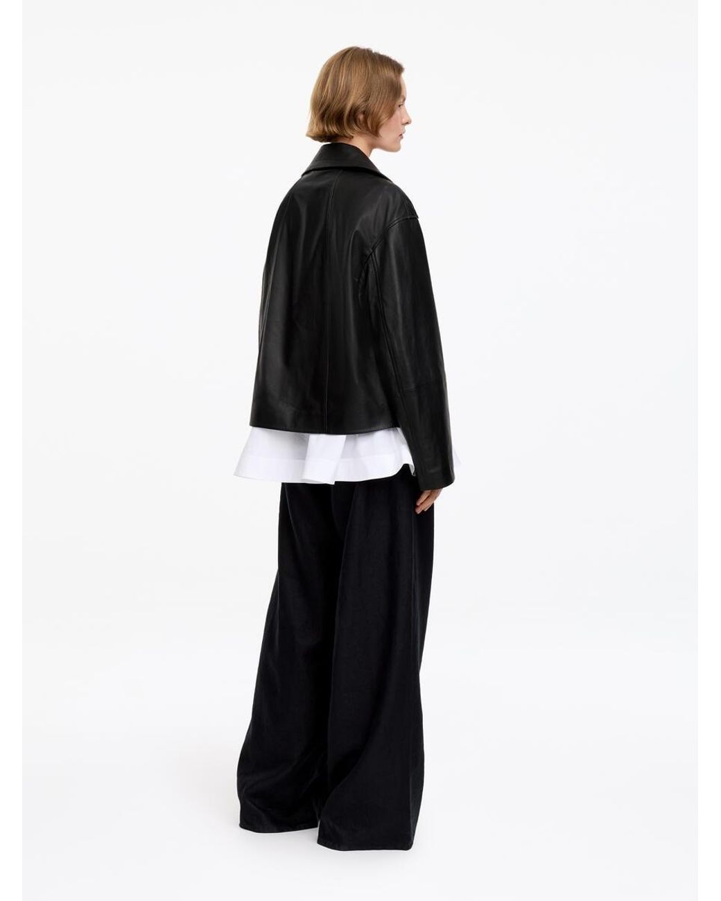 ARKET Black Short Leather Jacket