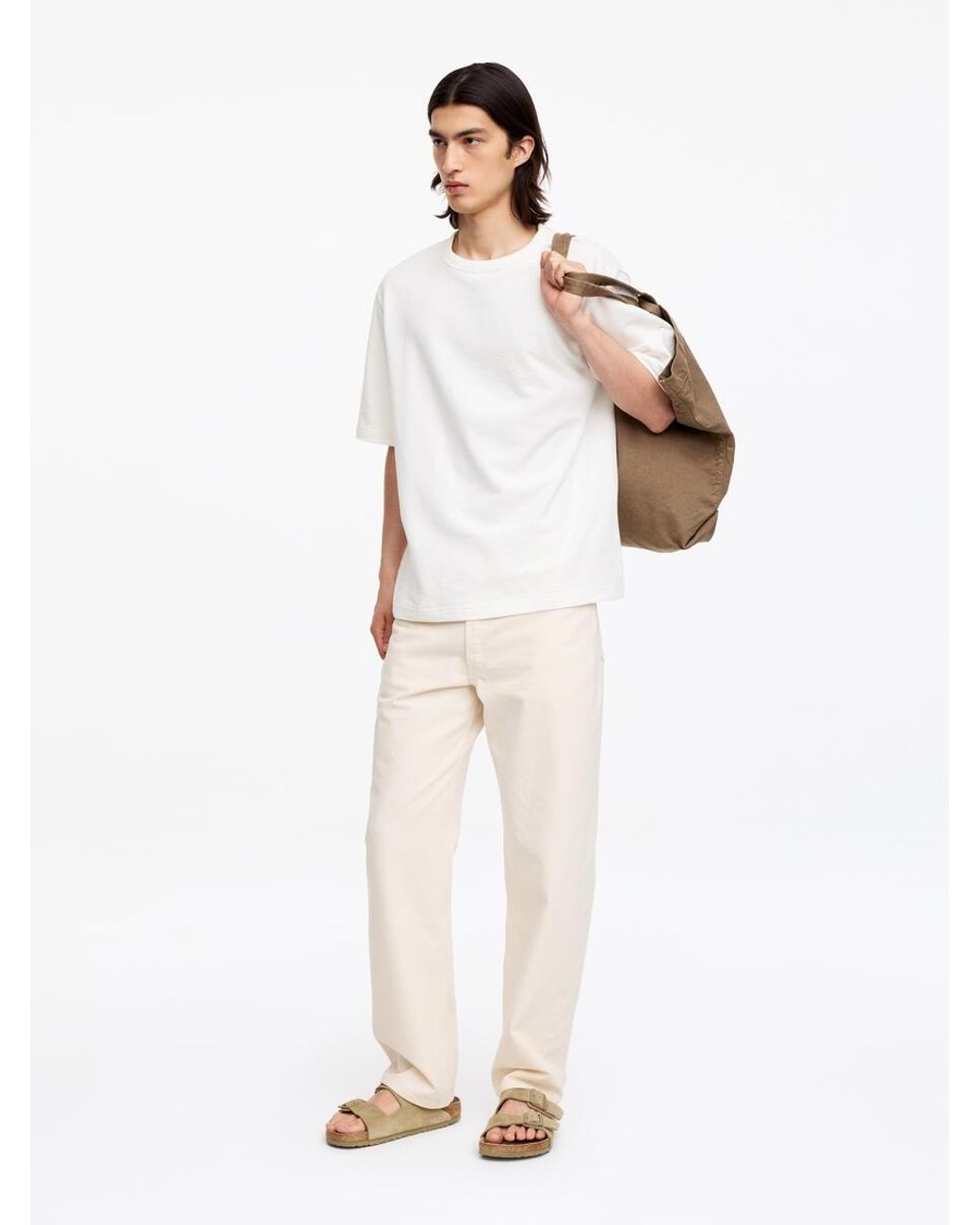 ARKET White Relaxed Bouclé T-Shirt for men