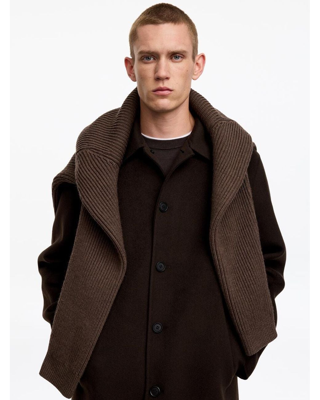ARKET Black Double-Face Wool Coat for men