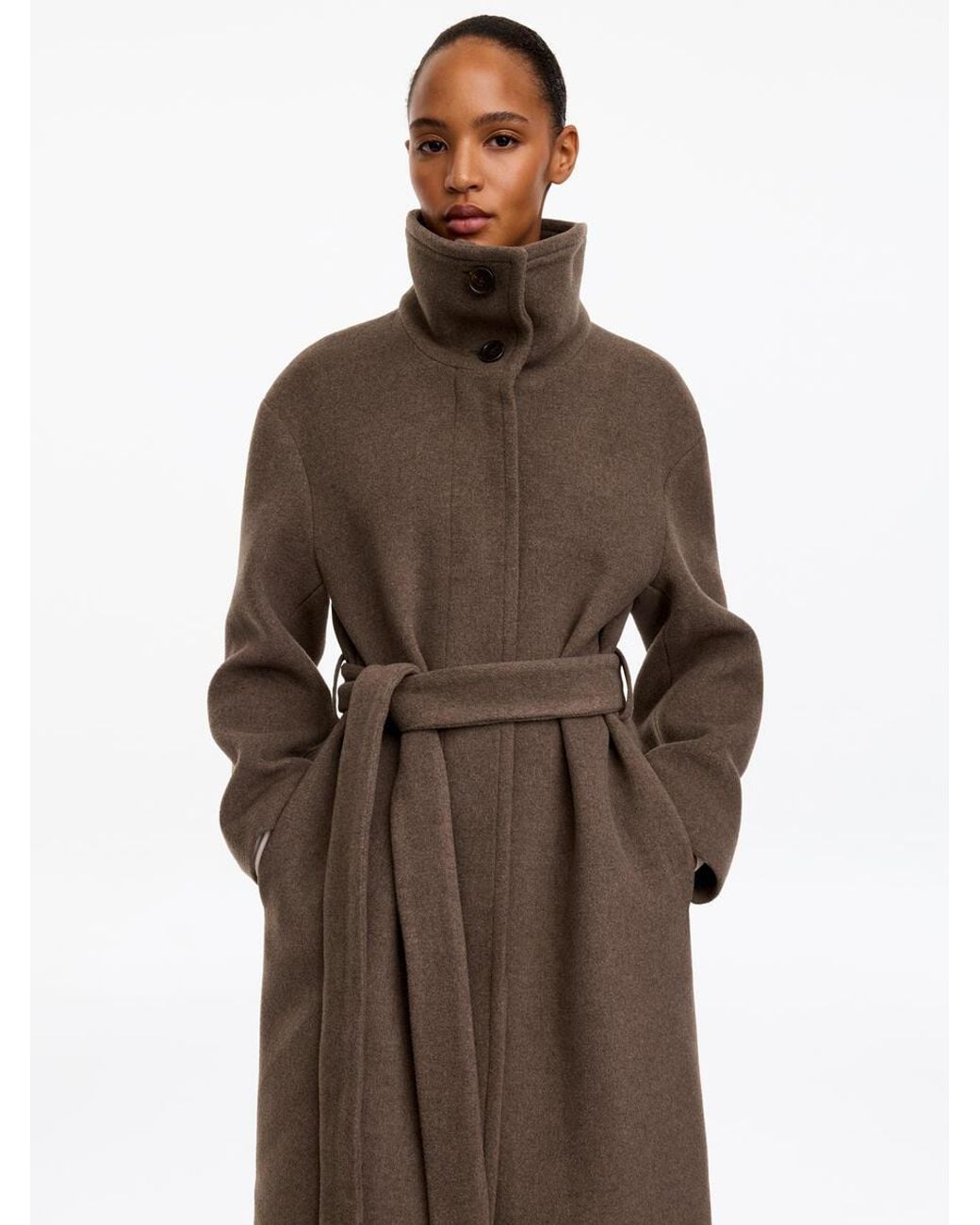 ARKET Natural Wool-Blend Belted Coat