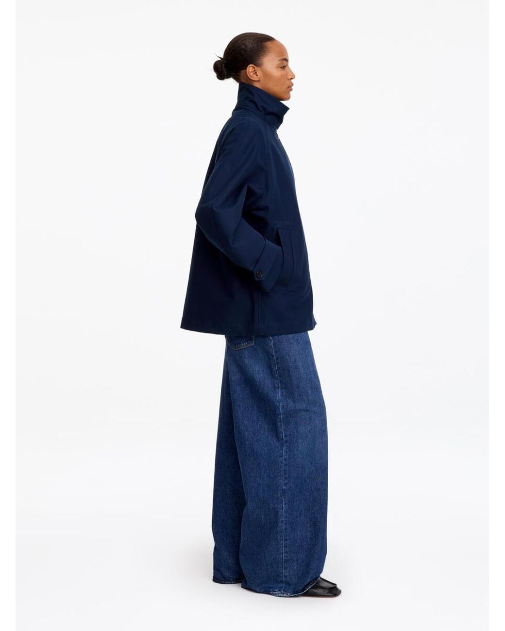 ARKET Blue Funnel-Collar Cotton Jacket