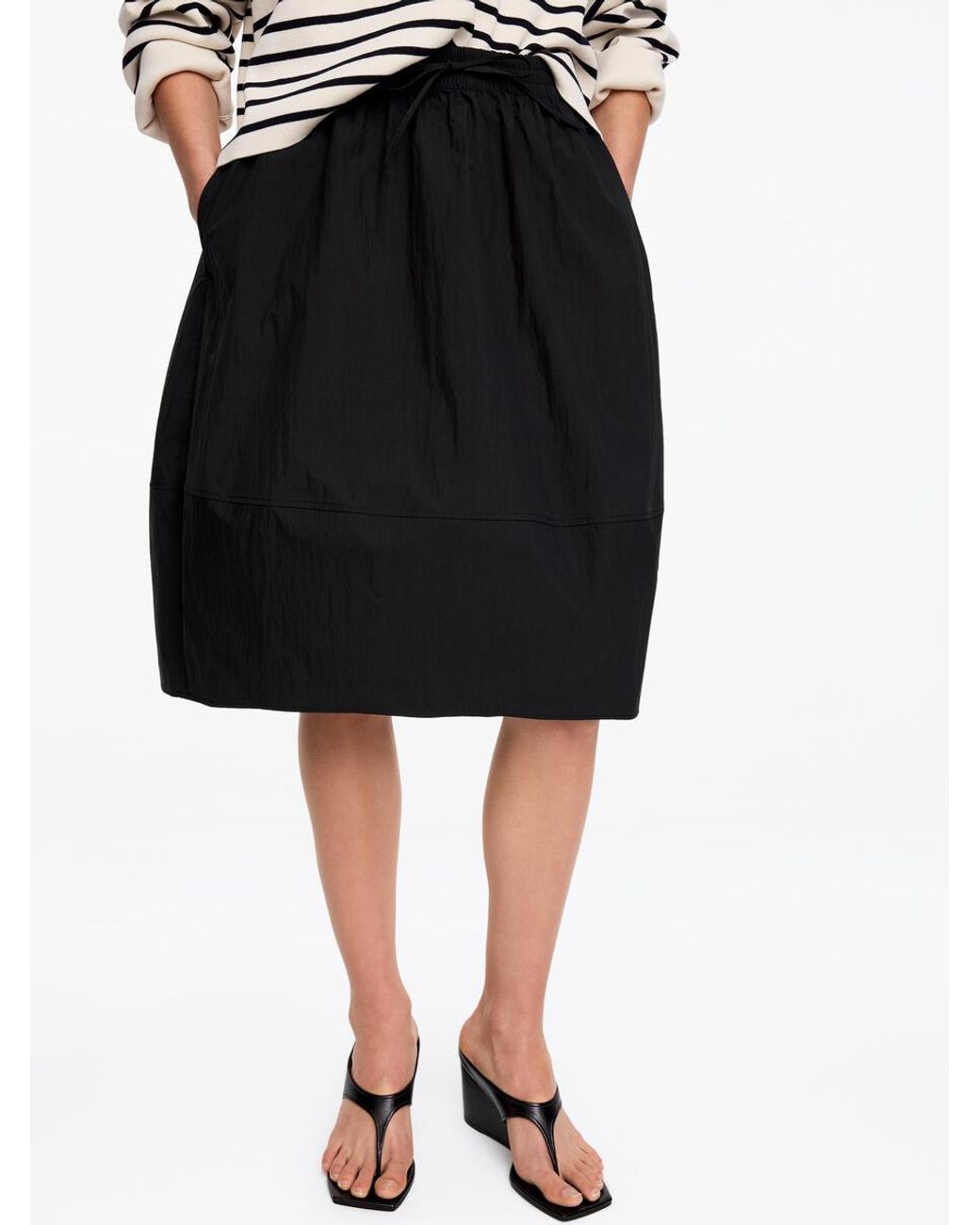 ARKET Black Cocoon Midi Skirt