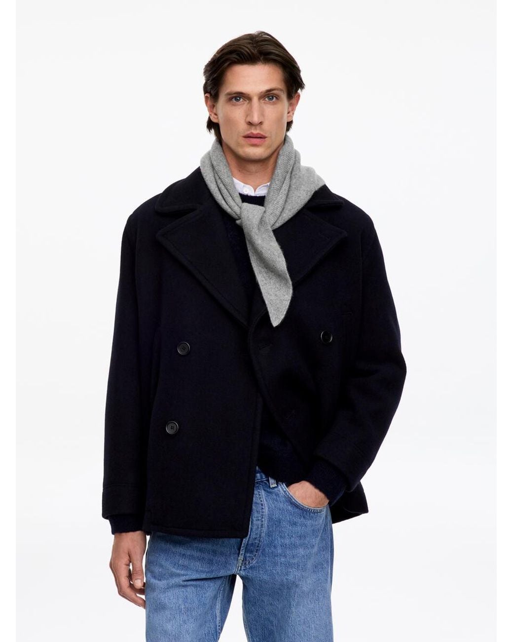 ARKET Blue Cashmere Triangle Scarf for men