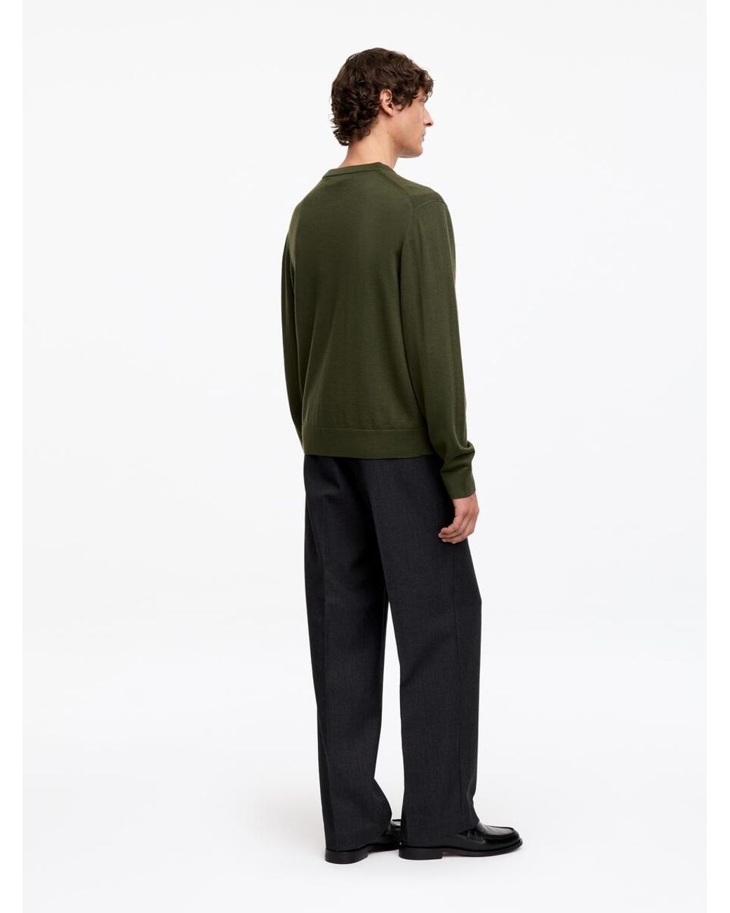 ARKET Green Fine Knit Merino Jumper for men
