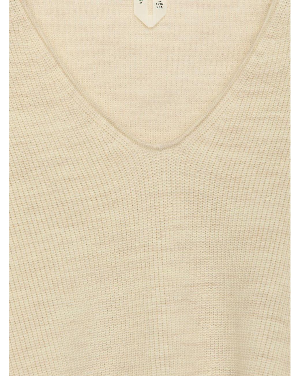 ARKET Natural Wool-Cotton V-Neck Jumper