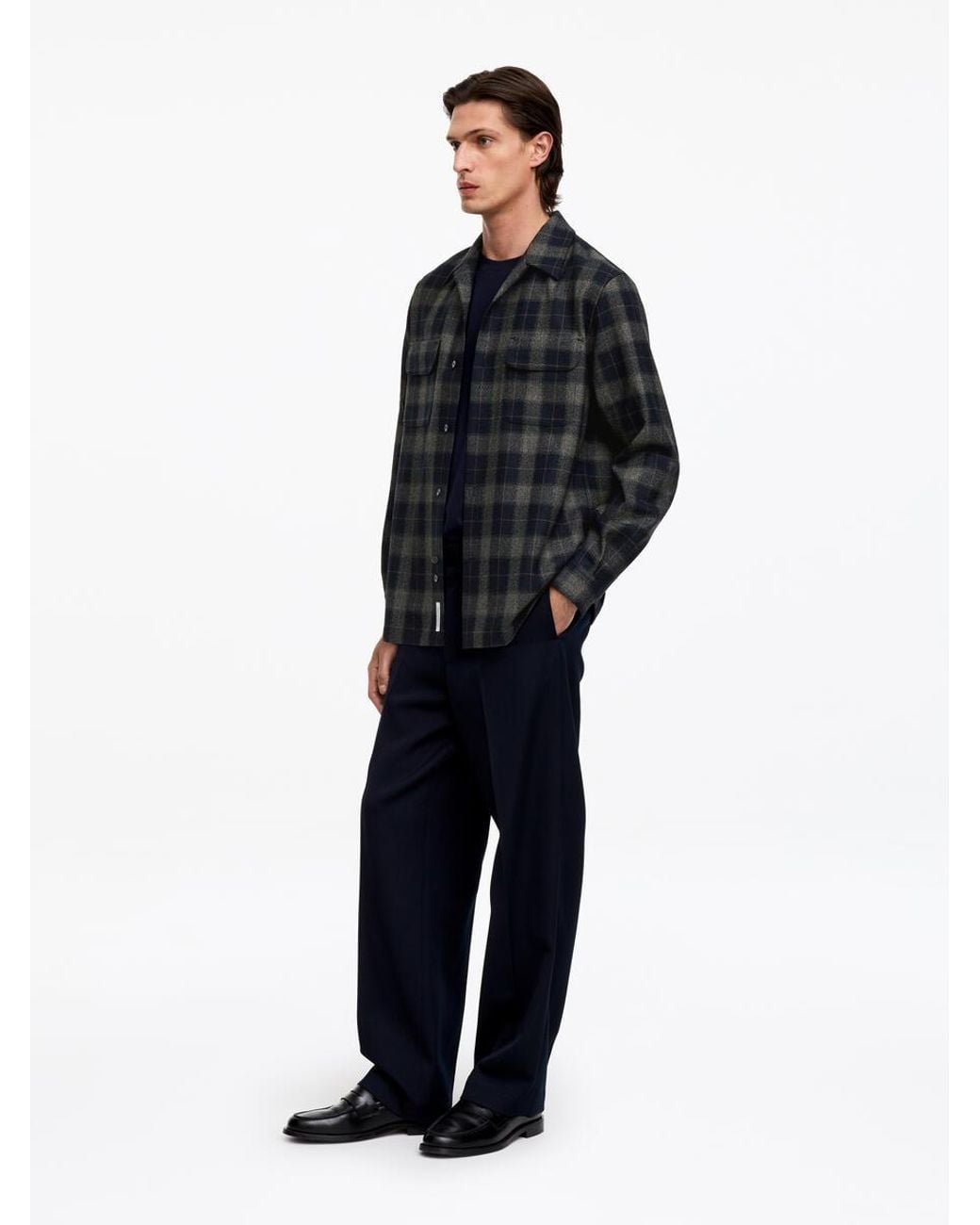ARKET Blue Wool Check Shirt for men