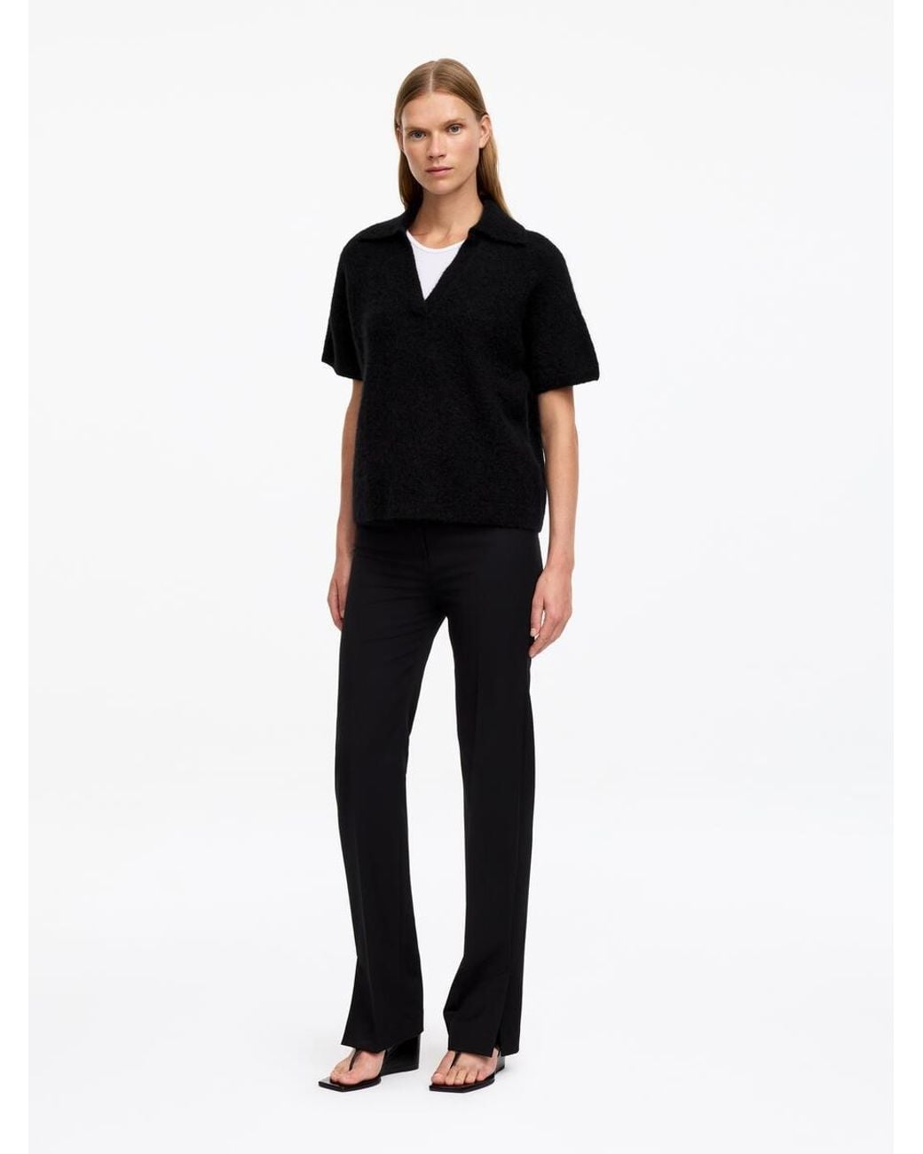 ARKET Black Knitted Polo Jumper