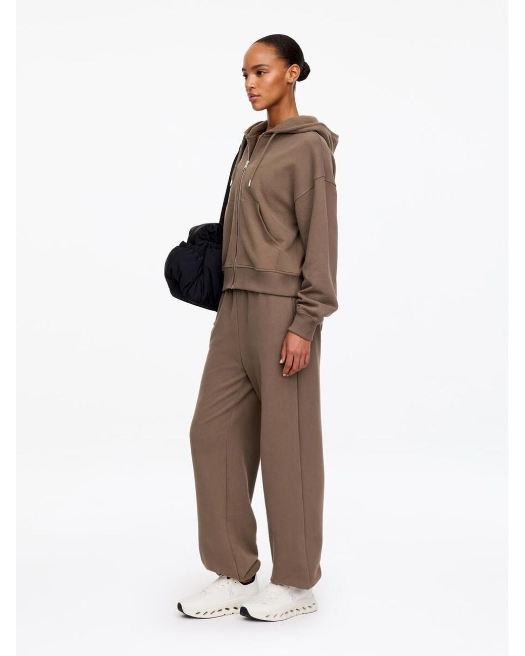 ARKET Brown Zip Terry Cotton Hoodie