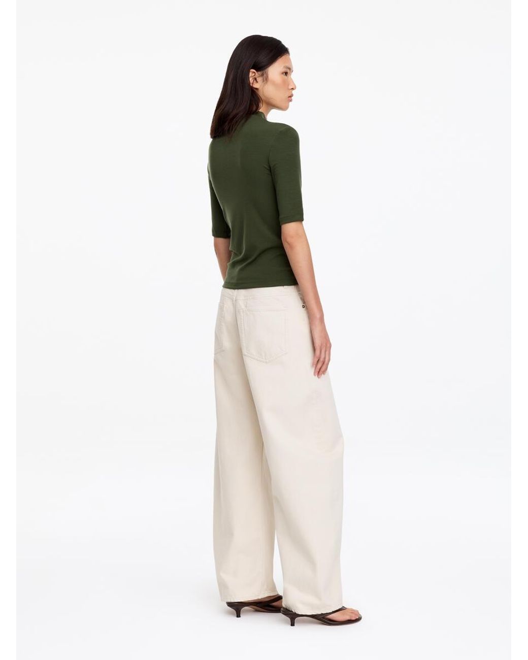 ARKET Green Mock-Neck Lyocell Top