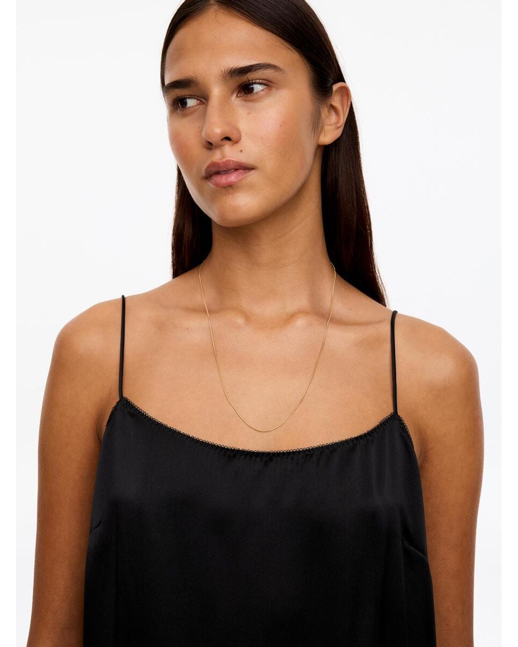 ARKET Black Silk Slip Dress