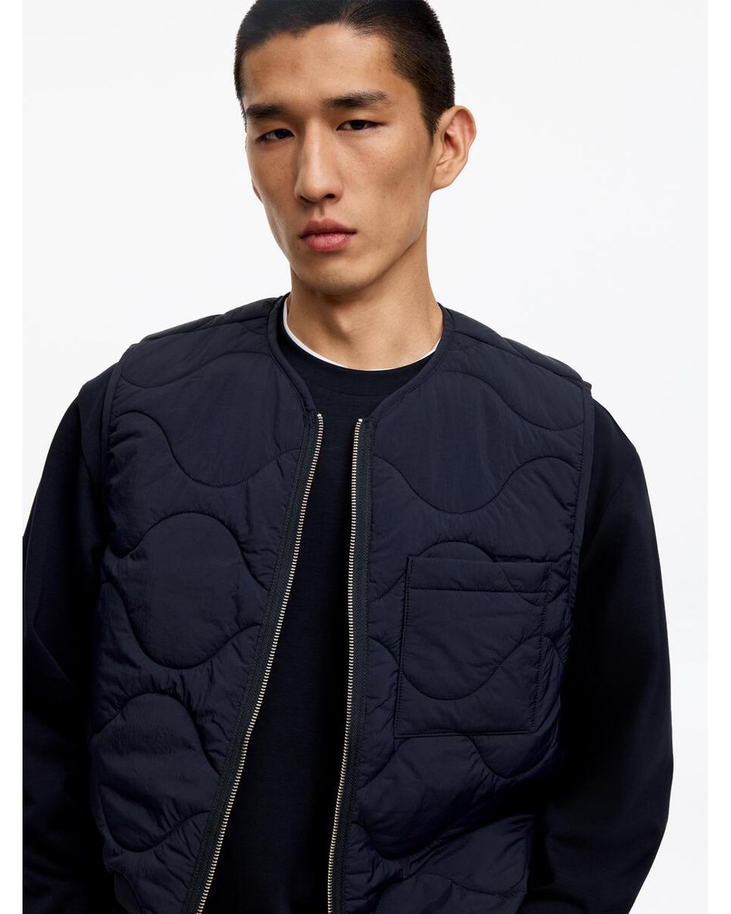 ARKET Blue Quilted Liner Vest for men