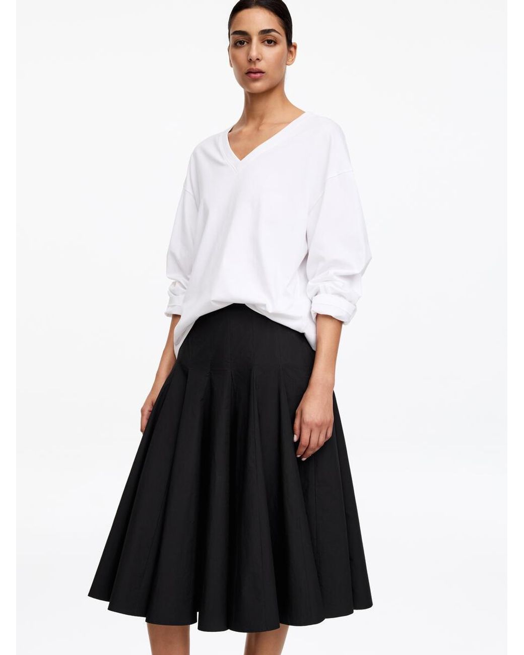 ARKET White Cotton Midi Skirt