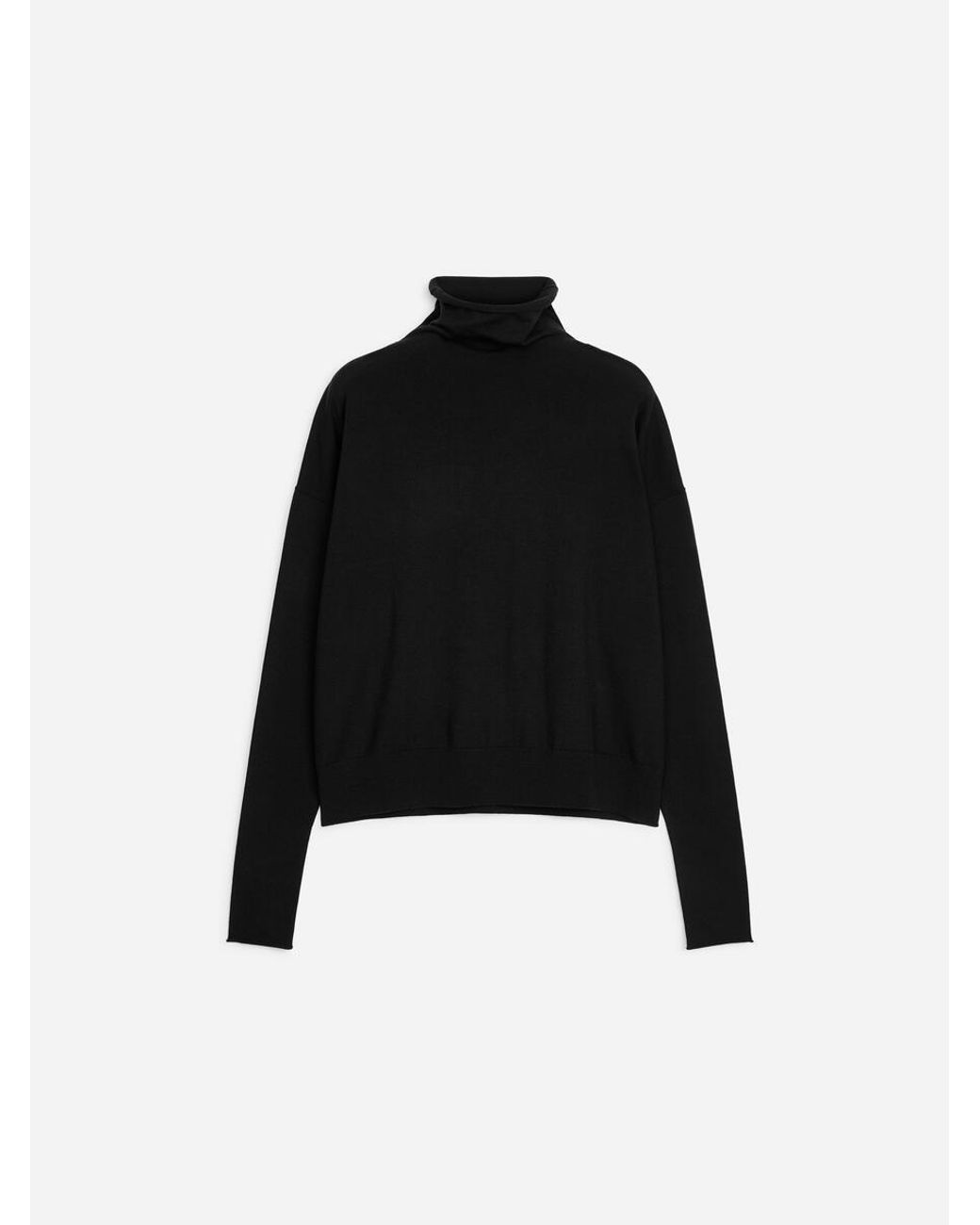 ARKET Black Merino Wool Roll-Neck Jumper