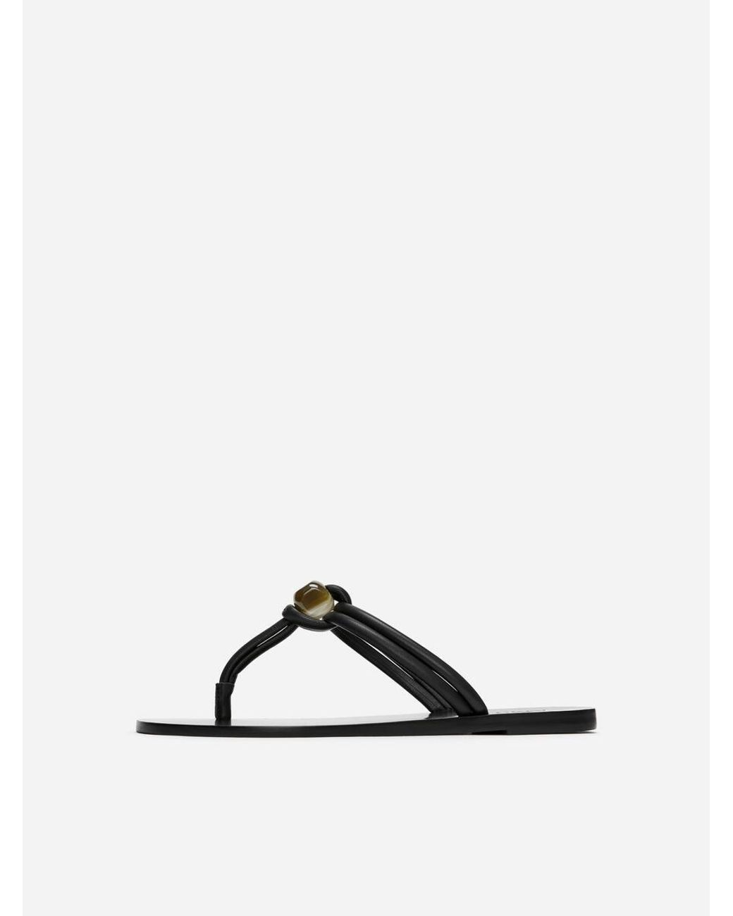 ARKET Brown Beaded Leather Flip Flops