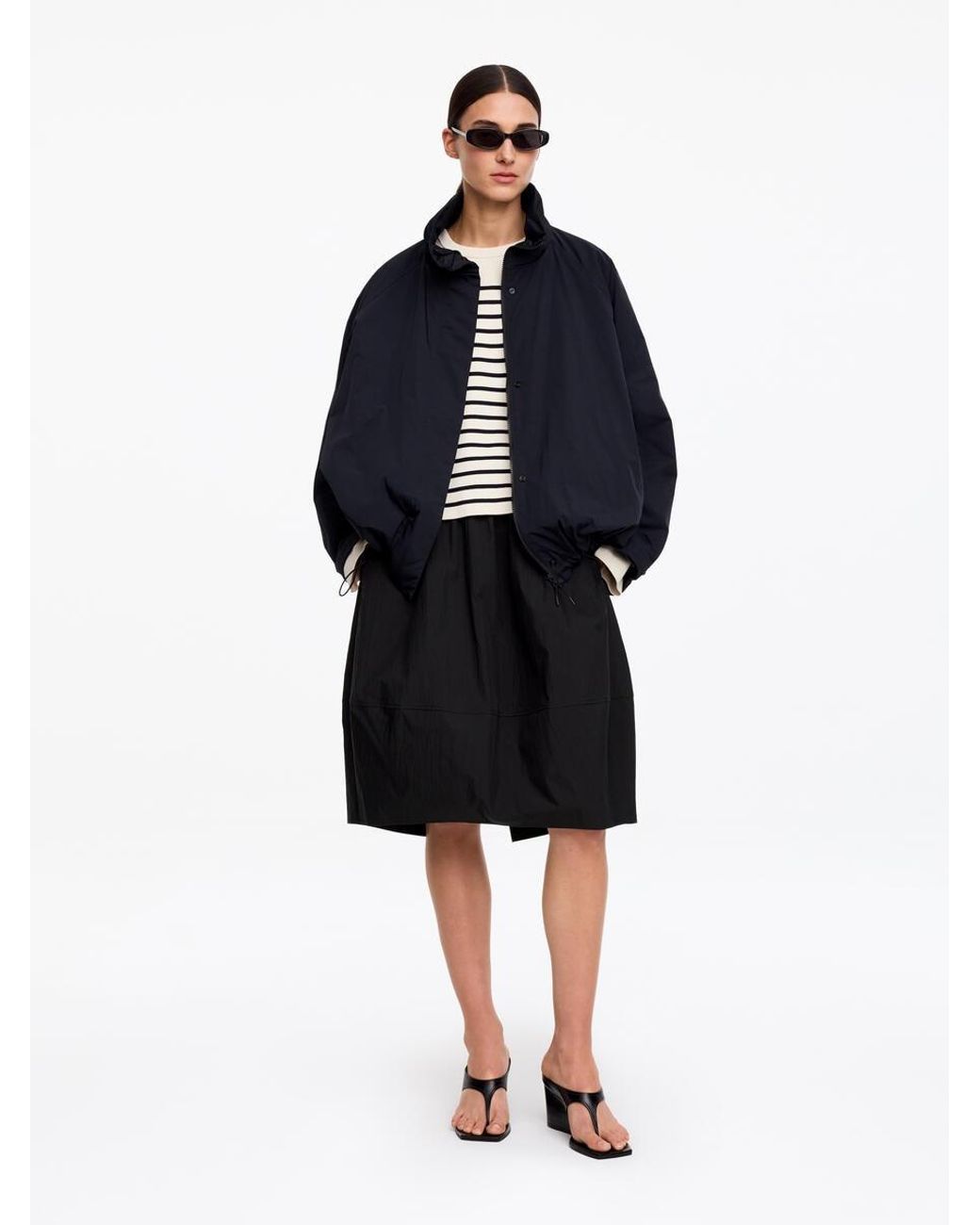 ARKET Black Cocoon Midi Skirt