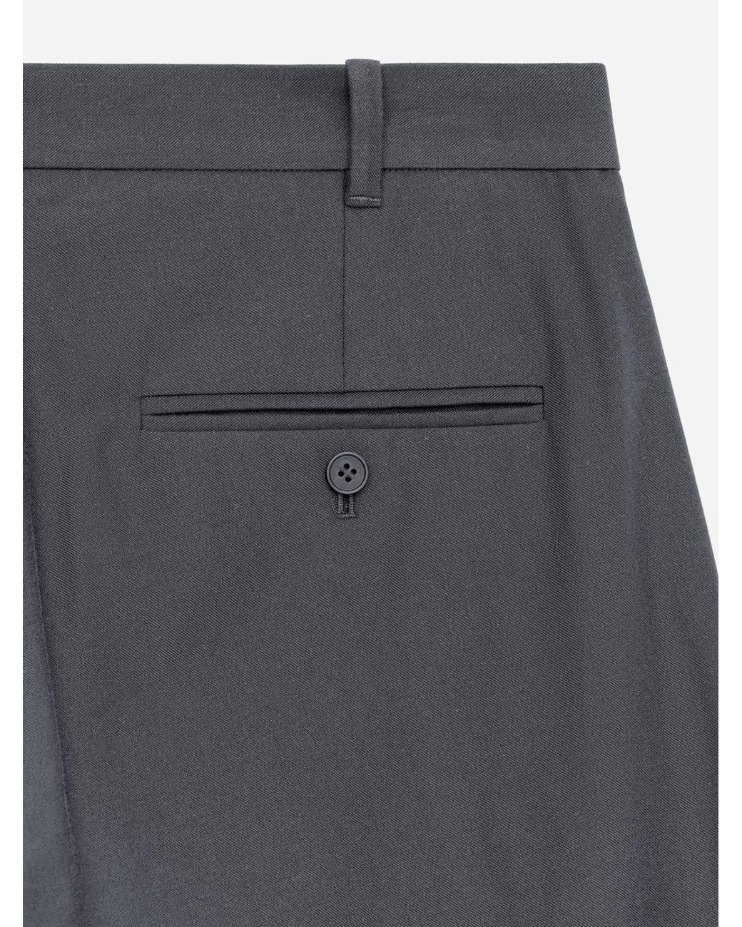 ARKET Gray Relaxed Wool-Cotton Trousers for men