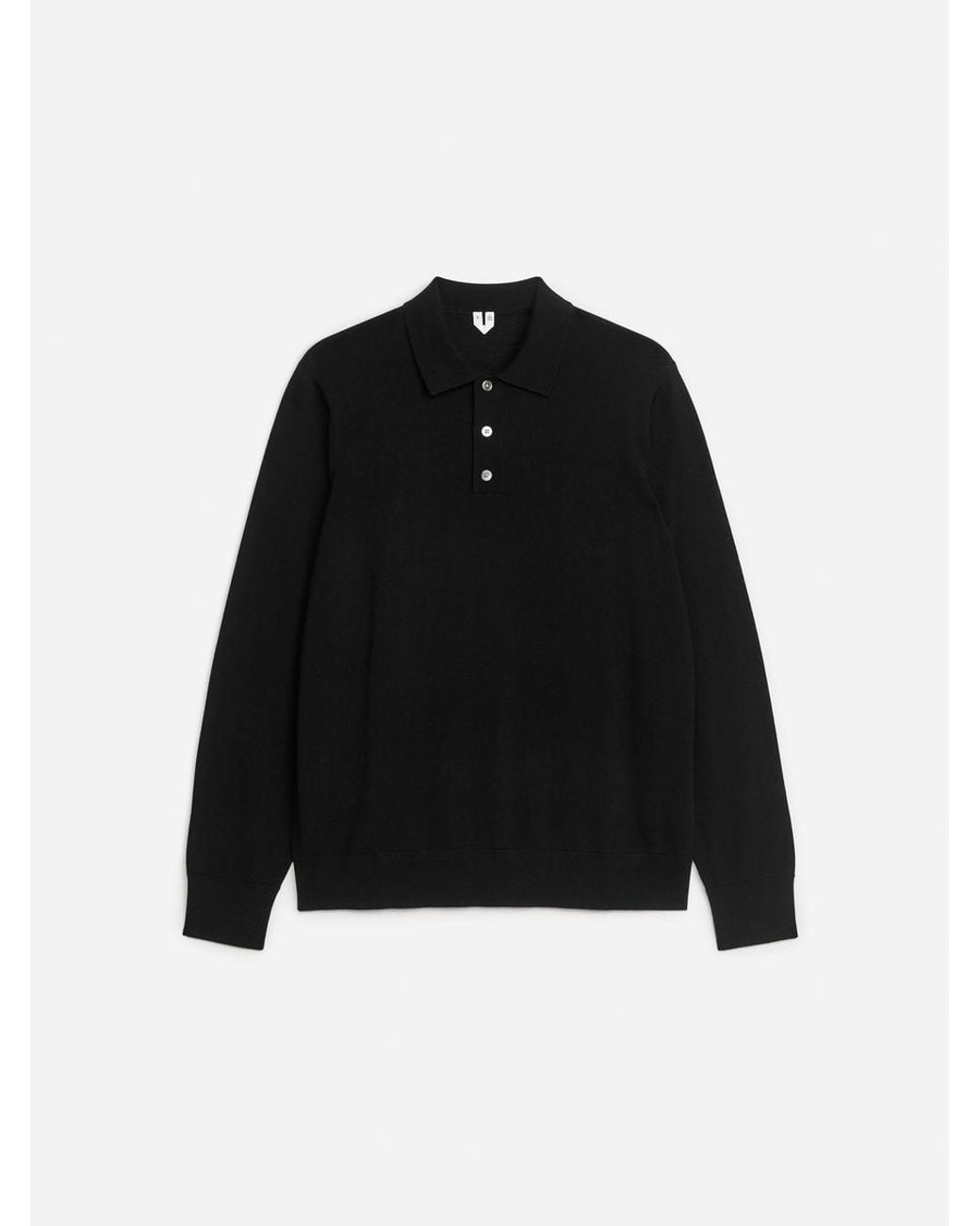 ARKET Black Merino Polo Jumper for men