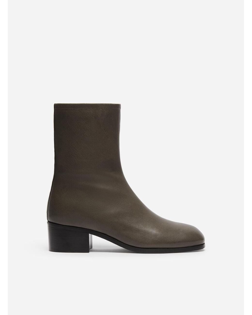ARKET Gray Square-Toe Leather Ankle Boots