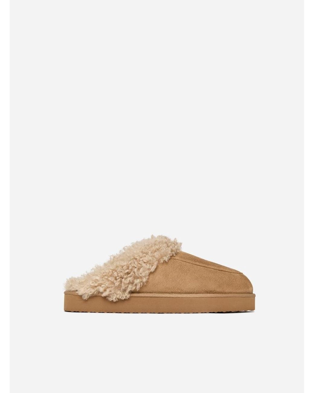 ARKET Natural Faux-Fur Slippers