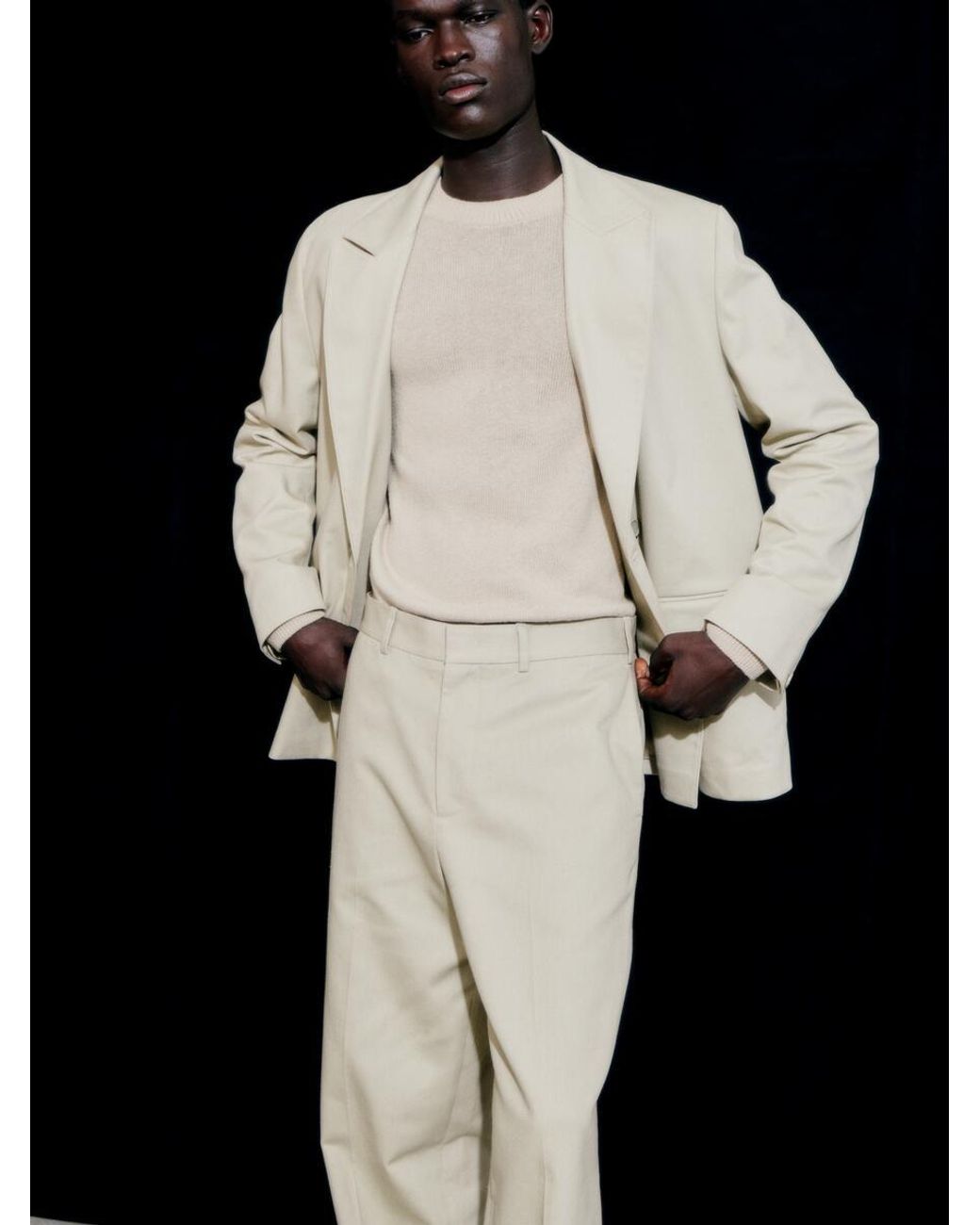ARKET Green Wide Cotton Linen Trousers for men