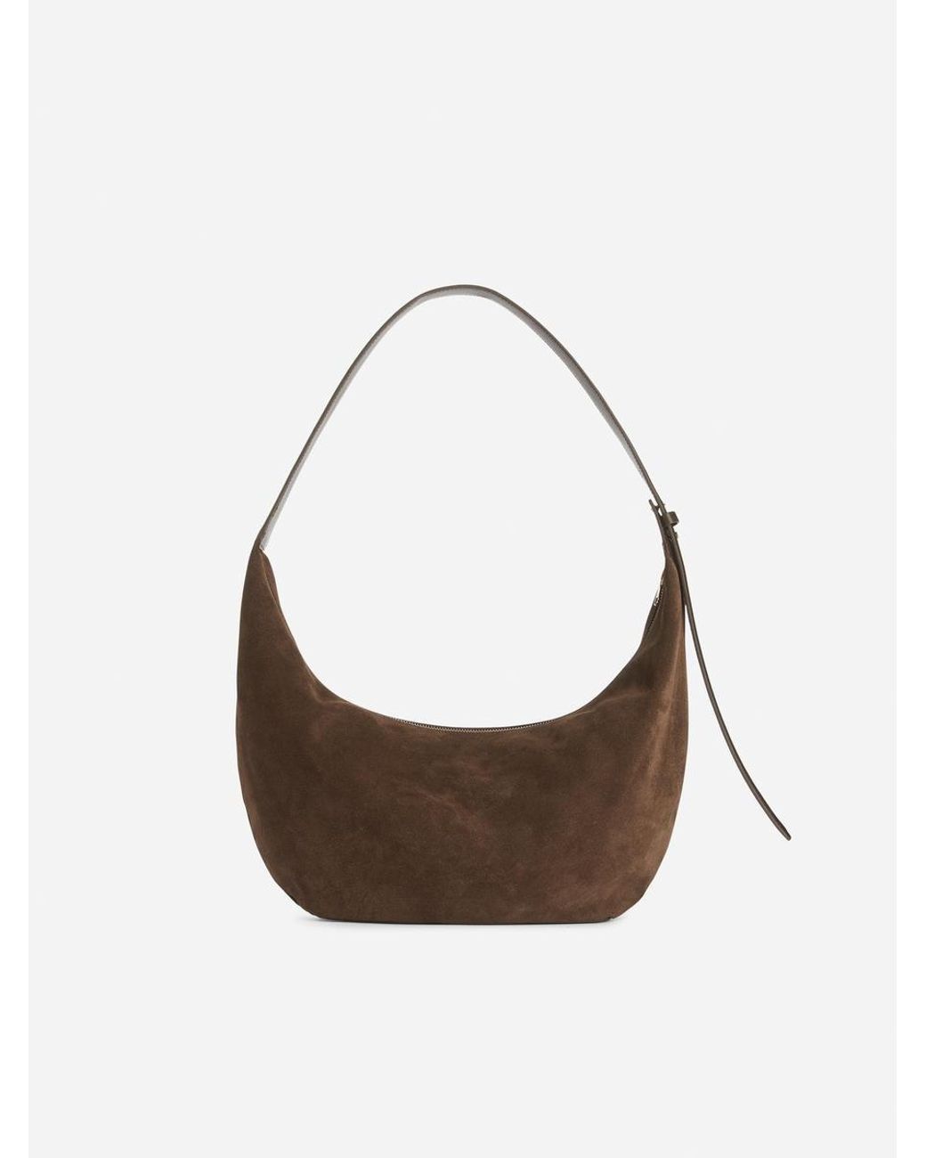ARKET Brown Curved Suede Bag