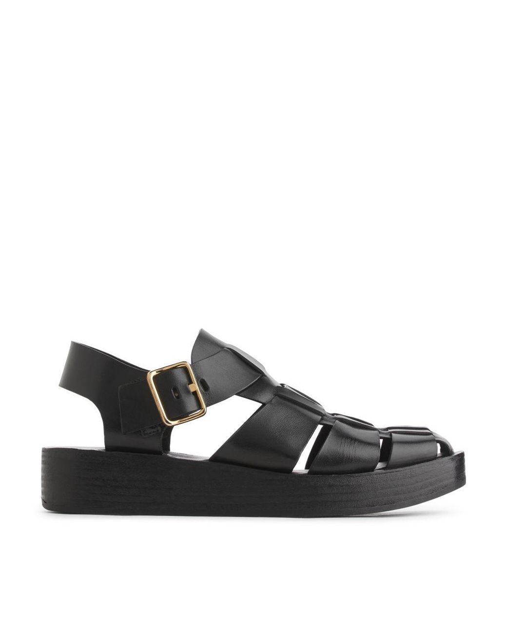ARKET Cage Leather Sandals in Black | Lyst UK