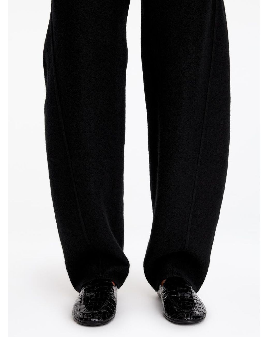 ARKET Black Boiled Wool Trousers