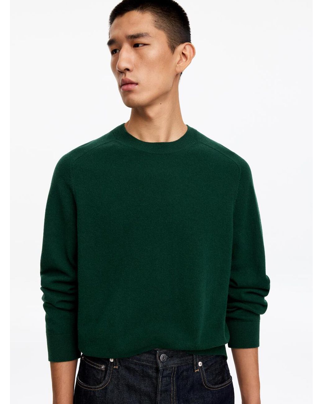 ARKET Green Fine-Knit Wool Jumper for men