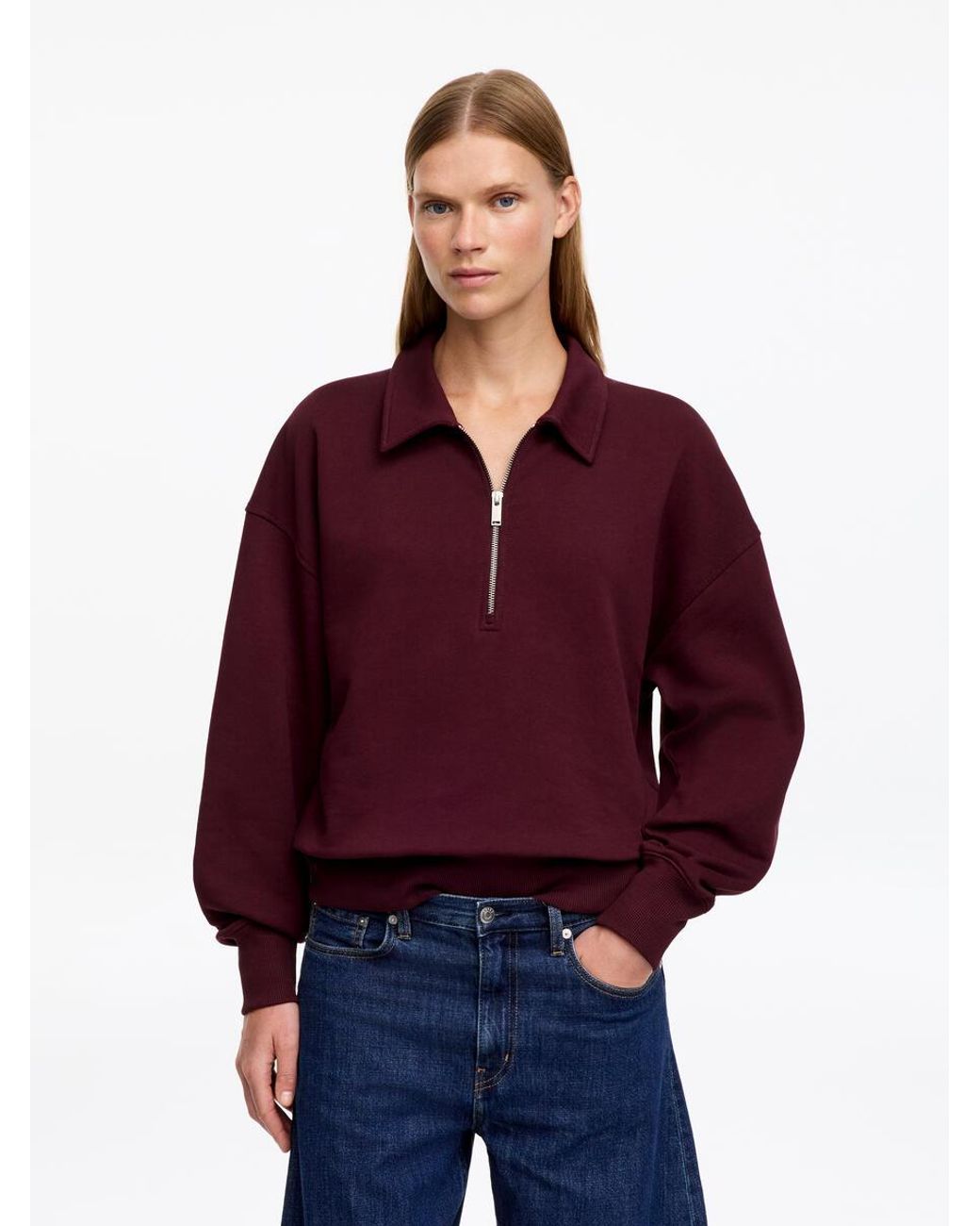 ARKET Red Half-Zip Polo Sweatshirt