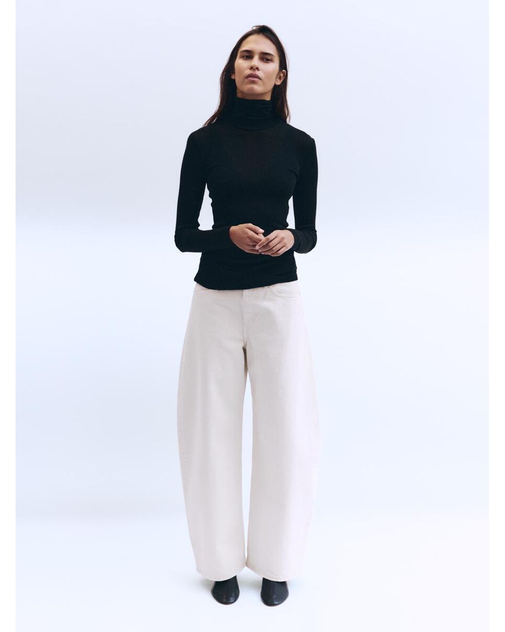 ARKET Black Roll-Neck Cotton Top