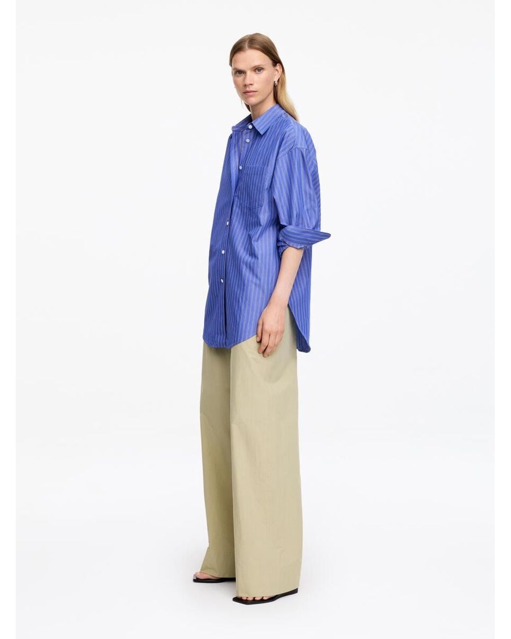 ARKET Blue Relaxed Cotton Trousers