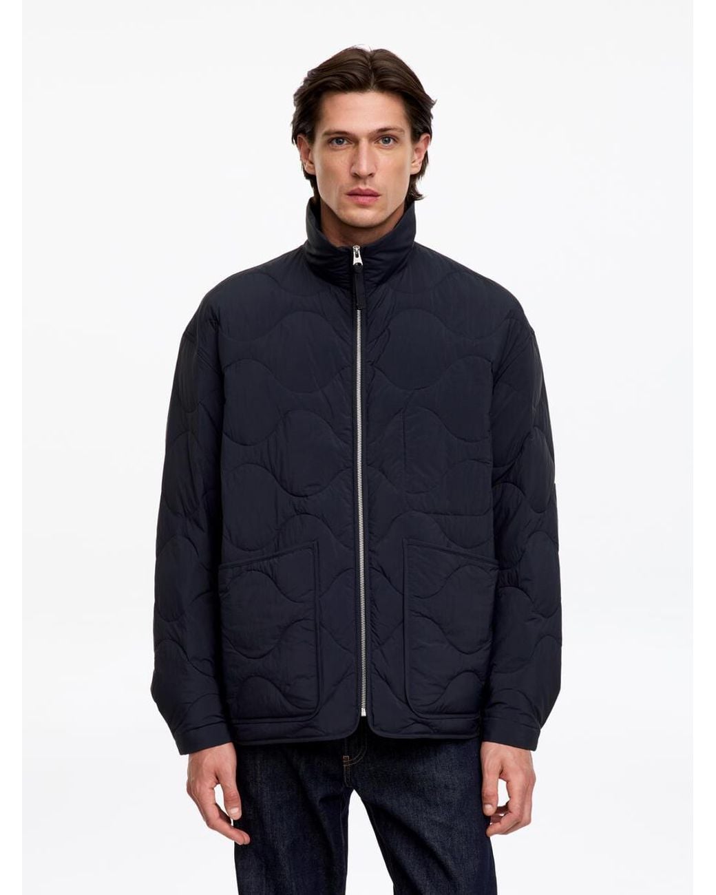 ARKET Blue Quilted Down Jacket for men