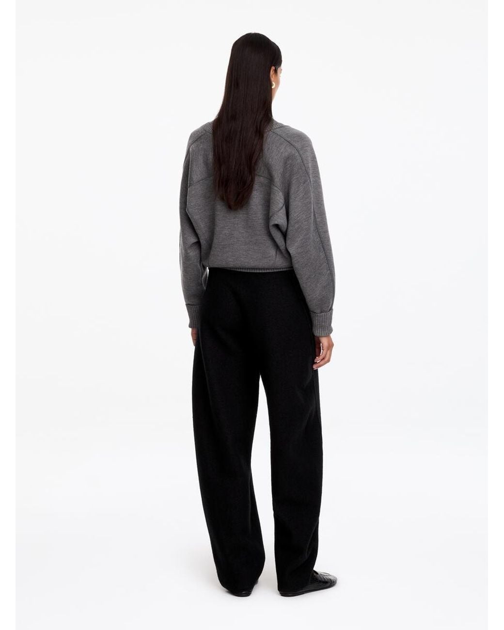 ARKET Black Boiled Wool Trousers
