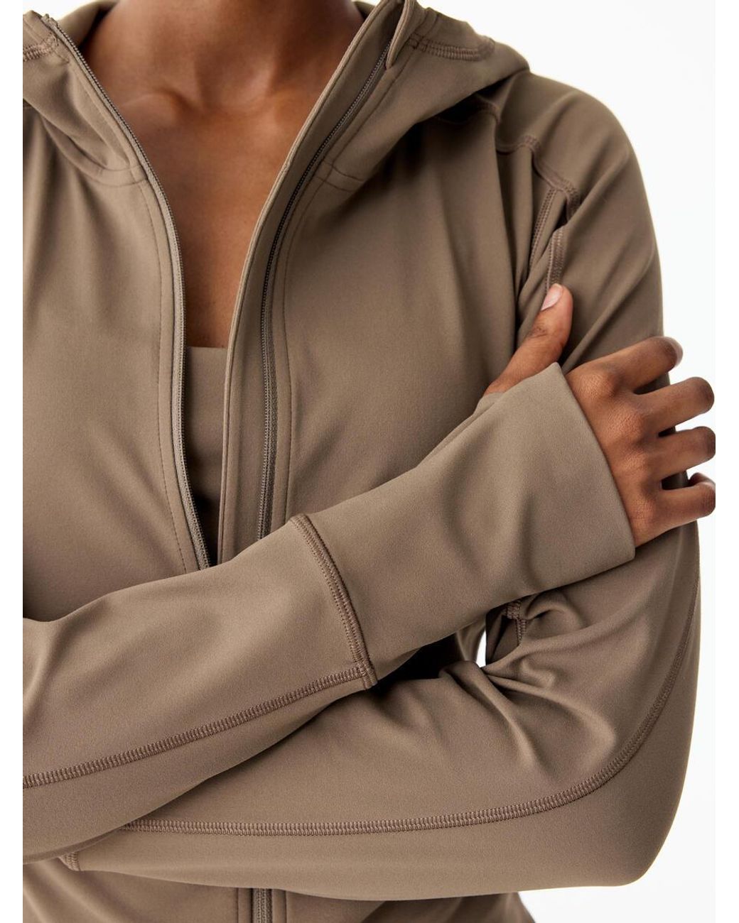 ARKET Brown Active Zip Jacket Hoodie