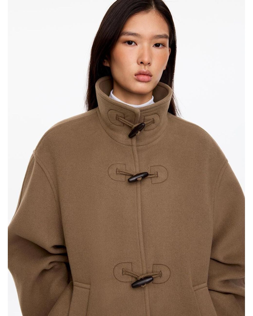 ARKET White Short Wool-Blend Duffle Jacket