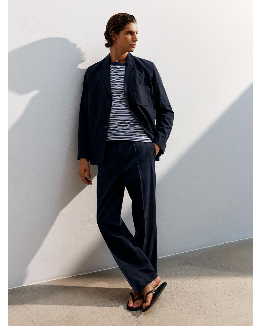 ARKET Blue Linen Blend Trousers for men