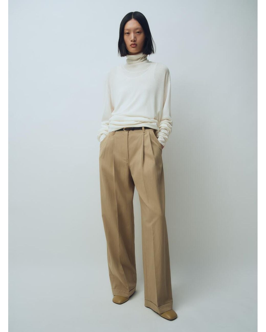 ARKET Natural Wool-Lyocell Roll-Neck Jumper