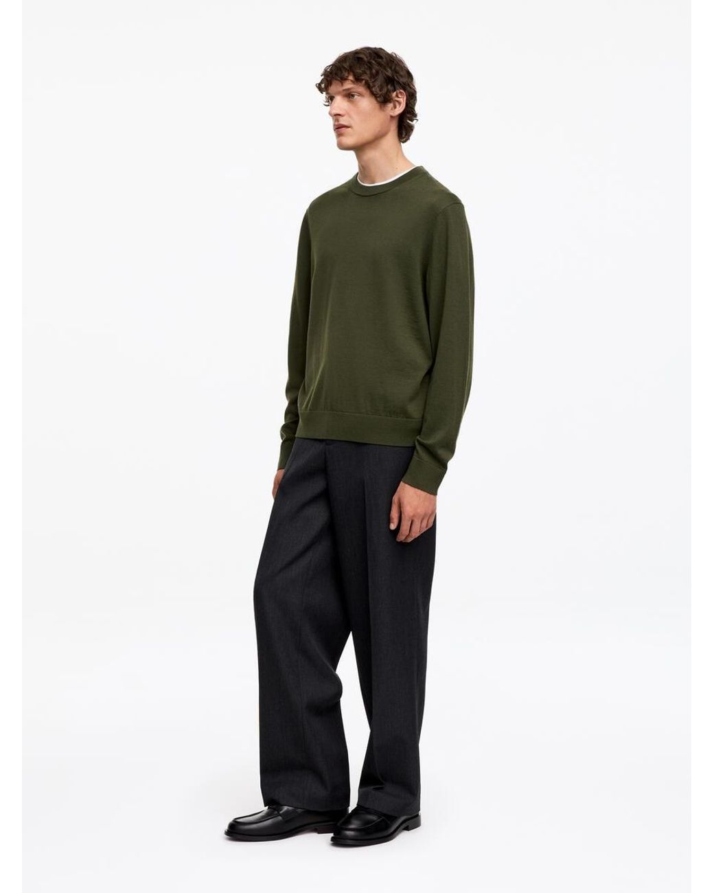 ARKET Green Fine Knit Merino Jumper for men