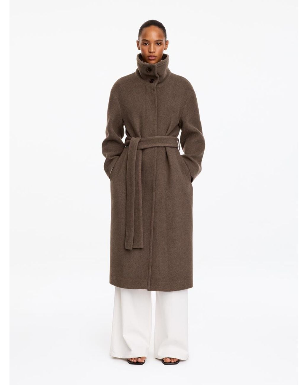 ARKET Natural Wool-Blend Belted Coat
